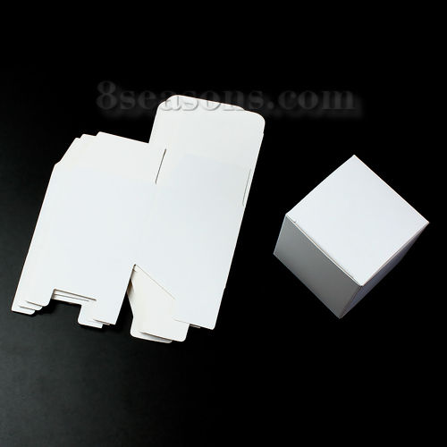 Picture of Paper Jewelry Gift Packing Wrapping Boxes Square White 60mm(2 3/8") x 60mm(2 3/8"), 20 PCs