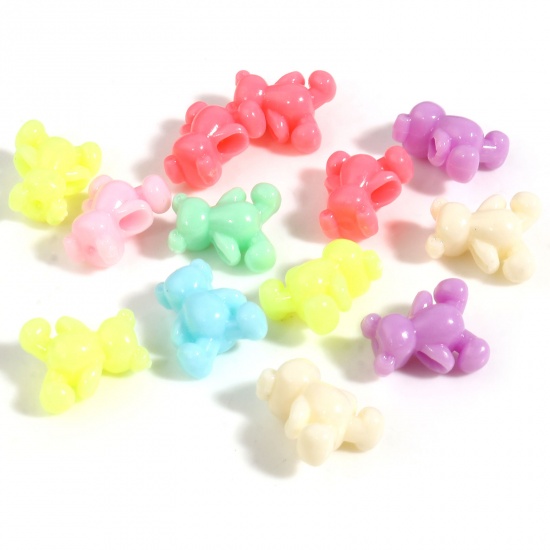Picture of Acrylic Beads Bear Animal At Random Color About 13mm x 11mm, Hole: Approx 2.5mm, 500 PCs