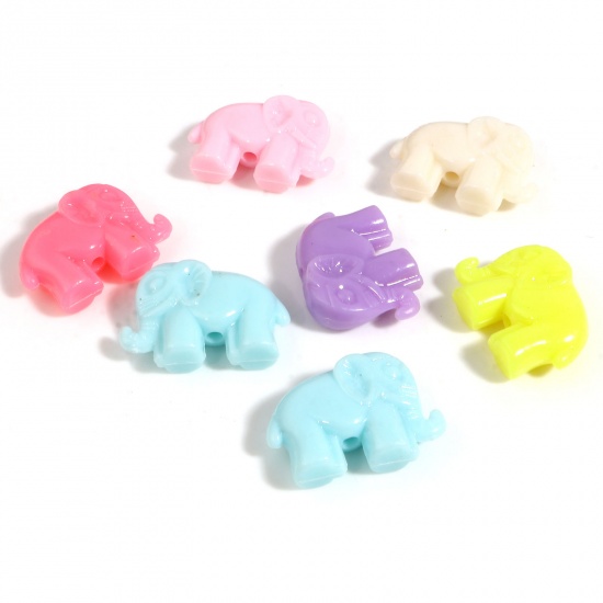 Picture of Acrylic Beads Elephant Animal At Random Color About 24mm x 17mm, Hole: Approx 2.3mm, 100 PCs