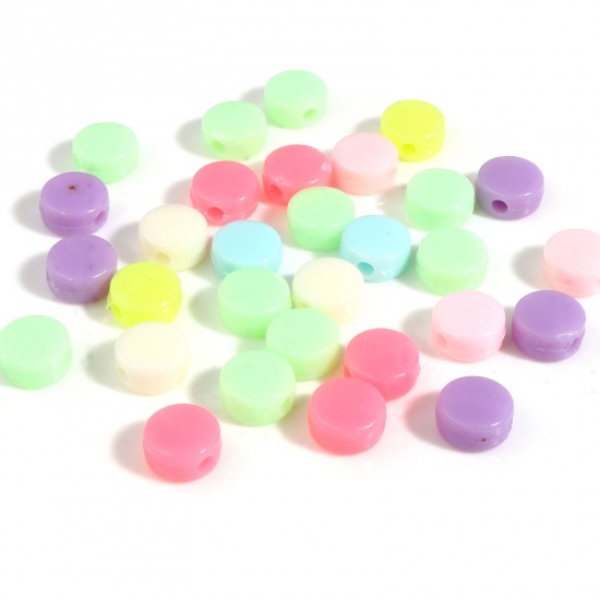 Picture of Acrylic Beads Flat Round At Random Color About 8mm Dia., Hole: Approx 2mm, 1000 PCs