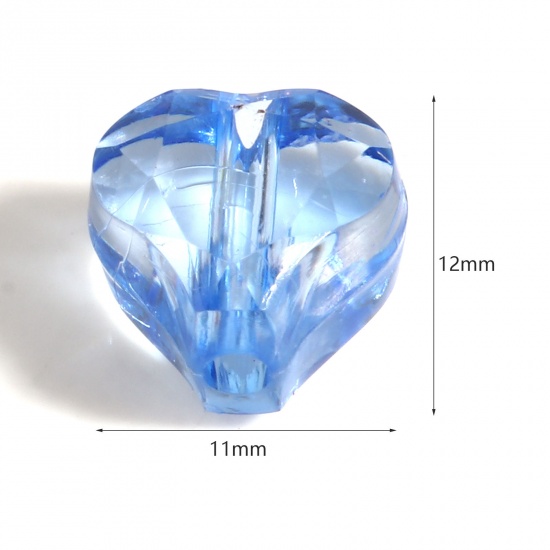 Picture of Acrylic Valentine's Day Beads Heart At Random Color Transparent Faceted About 12mm x 11mm, Hole: Approx 2.4mm, 300 PCs