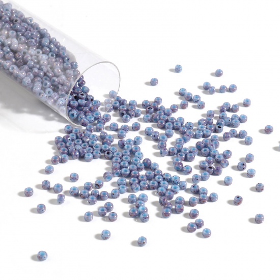 Picture of TOHO 11/0 1204(Marble) Glass Seed Seed Beads Round Blue Violet About 2mm Dia., Hole: Approx 0.6mm, 1 Bottle