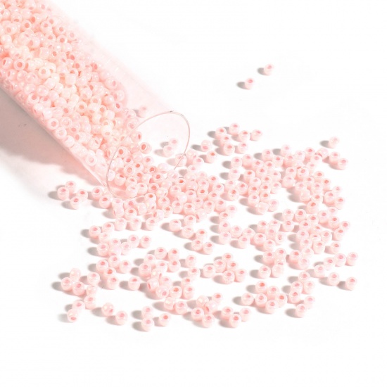 Picture of TOHO 11/0 126(Opaque Luster) Glass Seed Seed Beads Round Light Pink About 2mm Dia., Hole: Approx 0.6mm, 1 Bottle