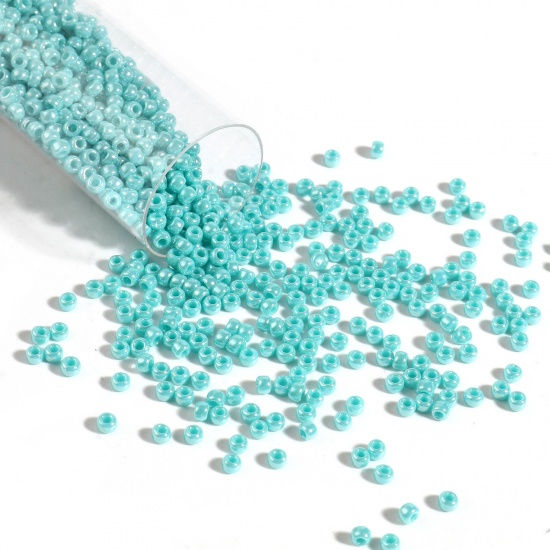 Picture of TOHO 11/0 132(Opaque Luster) Glass Seed Seed Beads Round Lake Blue About 2mm Dia., Hole: Approx 0.6mm, 1 Bottle