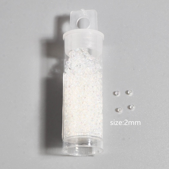 Picture of TOHO 11/0 161(Transparent Rainbow) Glass Seed Seed Beads Round Clear AB Color About 2mm Dia., Hole: Approx 0.6mm, 1 Bottle