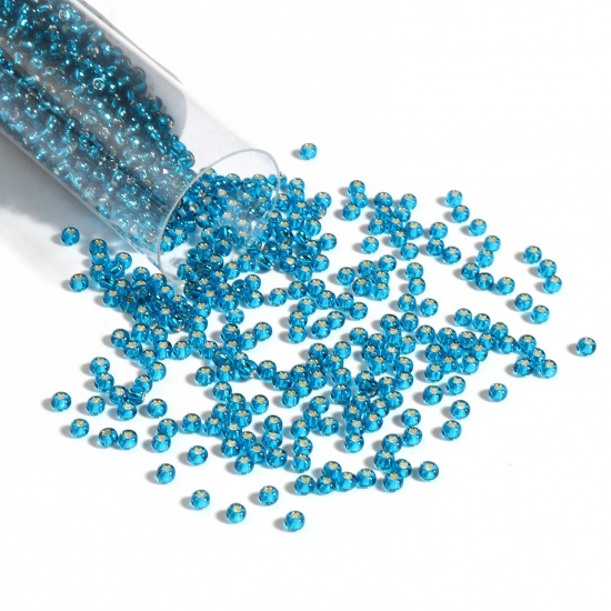 Picture of TOHO 11/0 23BD(Silver Lined) Glass Seed Seed Beads Round Dark Lake Blue About 2mm Dia., Hole: Approx 0.6mm, 1 Bottle
