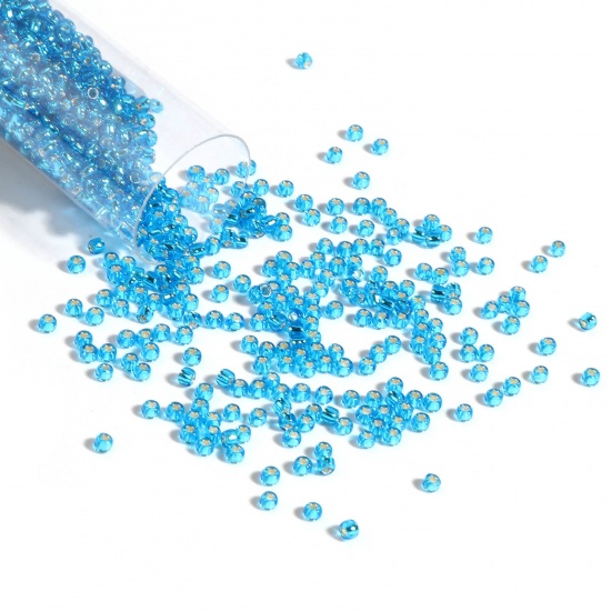 Picture of TOHO 11/0 23C(Silver Lined) Glass Seed Seed Beads Round Blue About 2mm Dia., Hole: Approx 0.6mm, 1 Bottle