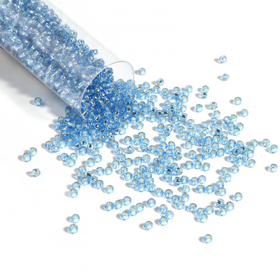 Picture of TOHO 11/0 23L(Silver Lined) Glass Seed Seed Beads Round Light Blue About 2mm Dia., Hole: Approx 0.6mm, 1 Bottle