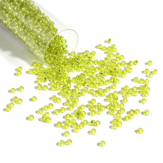 Picture of TOHO 11/0 24(Silver Lined) Glass Seed Seed Beads Round Yellow-green About 2mm Dia., Hole: Approx 0.6mm, 1 Bottle
