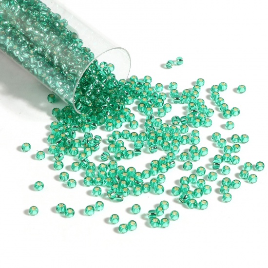 Picture of TOHO 11/0 24B(Silver Lined) Glass Seed Seed Beads Round Green About 2mm Dia., Hole: Approx 0.6mm, 1 Bottle