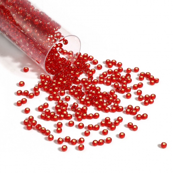 Picture of TOHO 11/0 25C(Silver Lined) Glass Seed Seed Beads Round Dark Red About 2mm Dia., Hole: Approx 0.6mm, 1 Bottle
