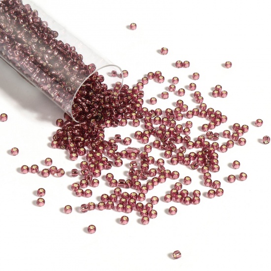 Picture of TOHO 11/0 26B(Silver Lined) Glass Seed Seed Beads Round Dark Purple About 2mm Dia., Hole: Approx 0.6mm, 1 Bottle