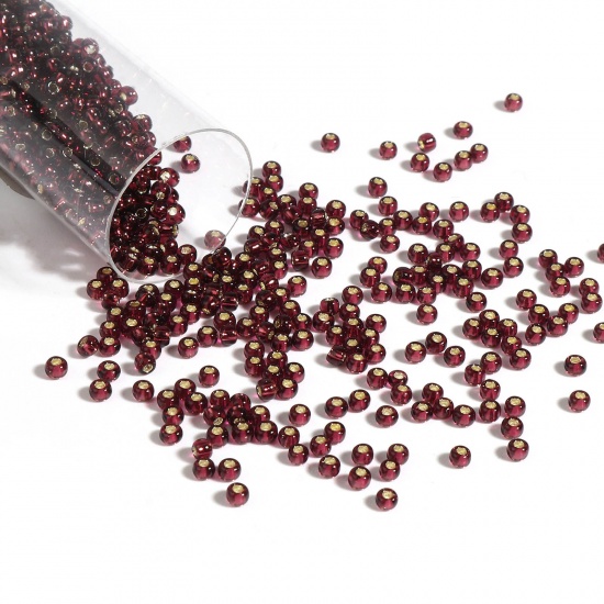 Picture of TOHO 11/0 26C(Silver Lined) Glass Seed Seed Beads Round Dark Purple About 2mm Dia., Hole: Approx 0.6mm, 1 Bottle