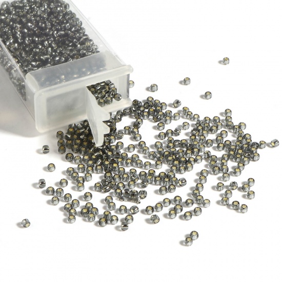 Picture of TOHO 11/0 29B(Silver Lined) Glass Seed Seed Beads Round Dark Gray About 2mm Dia., Hole: Approx 0.6mm, 1 Bottle