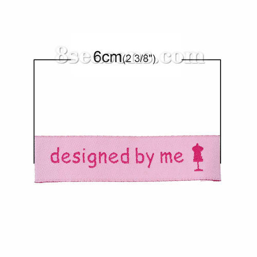 Immagine di Poliestere Etichette Stampate DIY Scrapbooking Craft Rettangolo Rosa Lettere" designed by me " 60mm x 15mm, 50 Pz