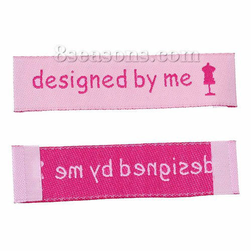 Immagine di Poliestere Etichette Stampate DIY Scrapbooking Craft Rettangolo Rosa Lettere" designed by me " 60mm x 15mm, 50 Pz