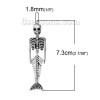 Image de Pendentifs en Alliage de Zinc Squelette Humain Argent Vieilli Halloween Crânes 73mm x 18mm, 3 Pcs