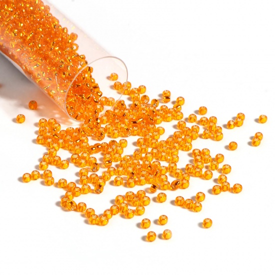 Picture of TOHO 11/0 30B(Silver Lined) Glass Seed Seed Beads Round Orange About 2mm Dia., Hole: Approx 0.6mm, 1 Bottle