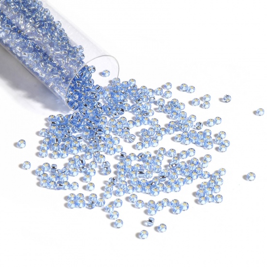 Picture of TOHO 11/0 33(Silver Lined) Glass Seed Seed Beads Round Light Blue About 2mm Dia., Hole: Approx 0.6mm, 1 Bottle