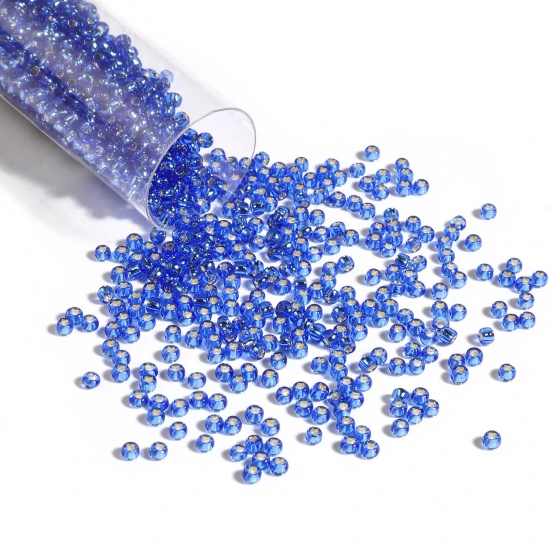 Picture of TOHO 11/0 35(Silver Lined) Glass Seed Seed Beads Round Royal Blue About 2mm Dia., Hole: Approx 0.6mm, 1 Bottle