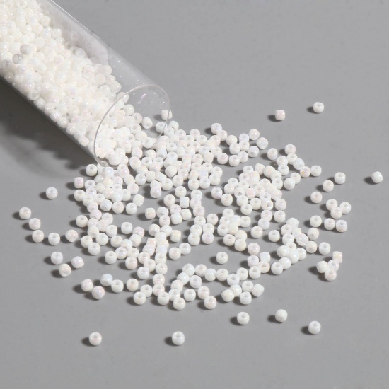 Picture of TOHO 11/0 401(Opaque Rainbow) Glass Seed Seed Beads Round White About 2mm Dia., Hole: Approx 0.6mm, 1 Bottle