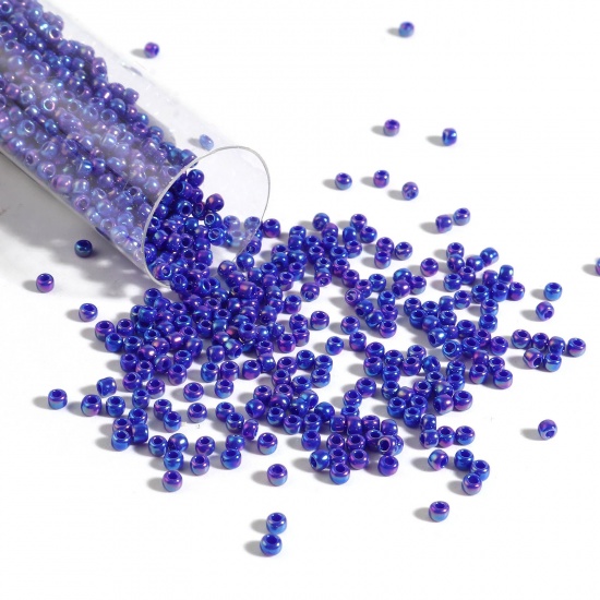 Picture of TOHO 11/0 408(Opaque Rainbow) Glass Seed Seed Beads Round Blue Violet About 2mm Dia., Hole: Approx 0.6mm, 1 Bottle