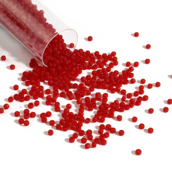 Picture of TOHO 11/0 5DF(Transparent) Glass Seed Seed Beads Round Red About 2mm Dia., Hole: Approx 0.6mm, 1 Bottle