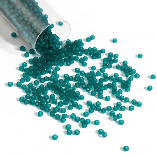 Picture of TOHO 11/0 7BDF(Transparent) Glass Seed Seed Beads Round Peacock Green About 2mm Dia., Hole: Approx 0.6mm, 1 Bottle