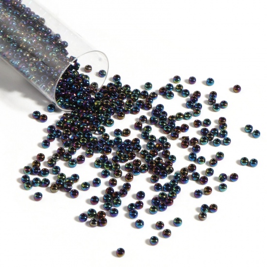 Immagine di Vetro Seme Perline Tondo Grigio Argento Per 2mm Dia., Foro:Circa 0.6mm, 1 Bottiglia