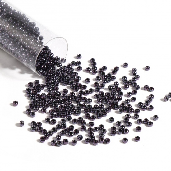 Picture of TOHO 11/0 90(Metallic) Glass Seed Seed Beads Round Dark Purple About 2mm Dia., Hole: Approx 0.6mm, 1 Bottle