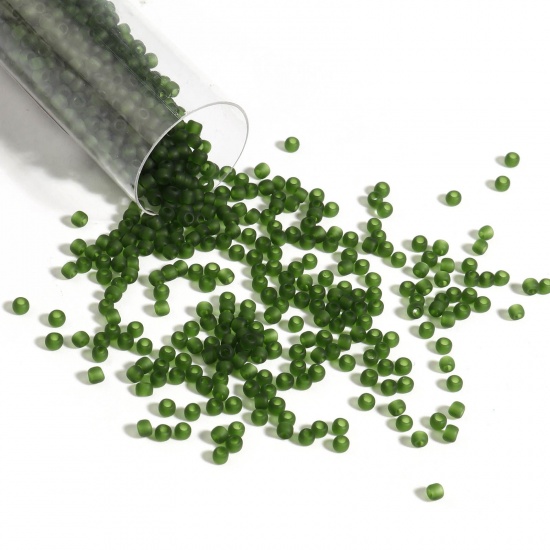 Picture of TOHO 11/0 940F(Transparent) Glass Seed Seed Beads Round Dark Green About 2mm Dia., Hole: Approx 0.6mm, 1 Bottle