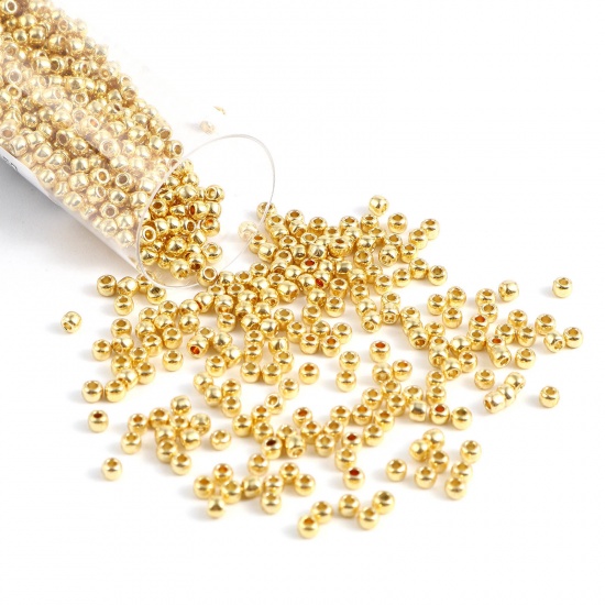 Picture of TOHO 11/0 PF557(PF) Glass Seed Seed Beads Round Light Golden About 2mm Dia., Hole: Approx 0.6mm, 1 Bottle