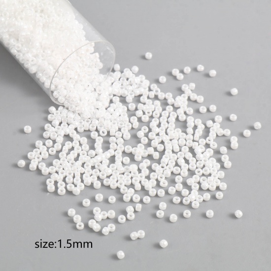 Picture of TOHO 15/0 121(Opaque Luster) Glass Seed Seed Beads Round White About 1.5mm Dia., Hole: Approx 0.6mm, 1 Bottle
