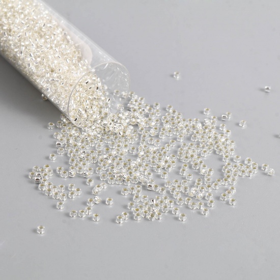 Picture of TOHO 15/0 21(Sliver Lined) Glass Seed Seed Beads Round Light Champagne About 1.5mm Dia., Hole: Approx 0.6mm, 1 Bottle