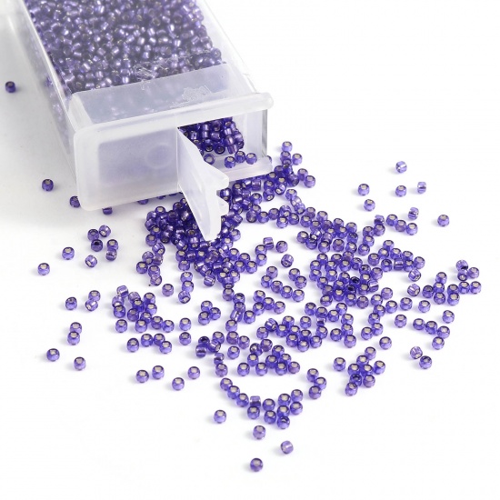 Picture of TOHO 15/0 2224(Sliver Lined) Glass Seed Seed Beads Round Blue Violet About 1.5mm Dia., Hole: Approx 0.6mm, 1 Bottle