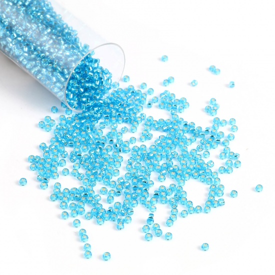 Picture of TOHO 15/0 23B(Sliver Lined) Glass Seed Seed Beads Round Blue About 1.5mm Dia., Hole: Approx 0.6mm, 1 Bottle