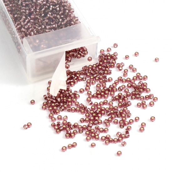 Picture of TOHO 15/0 26B(Sliver Lined) Glass Seed Seed Beads Round Puce About 1.5mm Dia., Hole: Approx 0.6mm, 1 Bottle
