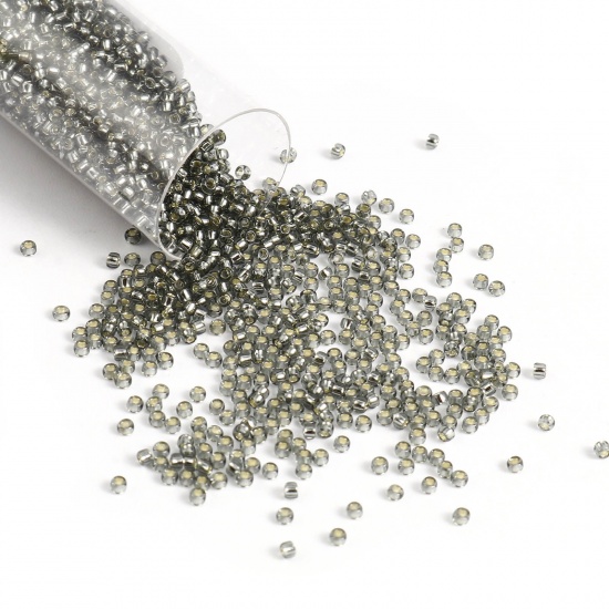 Picture of TOHO 15/0 29B(Sliver Lined) Glass Seed Seed Beads Round Dark Gray About 1.5mm Dia., Hole: Approx 0.6mm, 1 Bottle