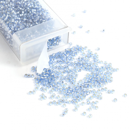 Picture of TOHO 15/0 33(Sliver Lined) Glass Seed Seed Beads Round Light Blue About 1.5mm Dia., Hole: Approx 0.6mm, 1 Bottle