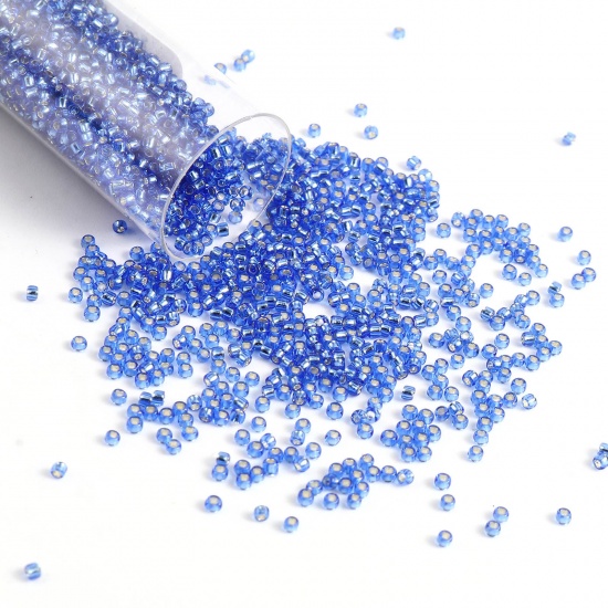 Picture of TOHO 15/0 35(Sliver Lined) Glass Seed Seed Beads Round Blue About 1.5mm Dia., Hole: Approx 0.6mm, 1 Bottle