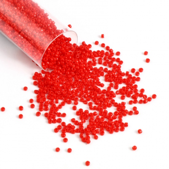 Picture of TOHO 15/0 45A(Opaque) Glass Seed Seed Beads Round Red About 1.5mm Dia., Hole: Approx 0.6mm, 1 Bottle
