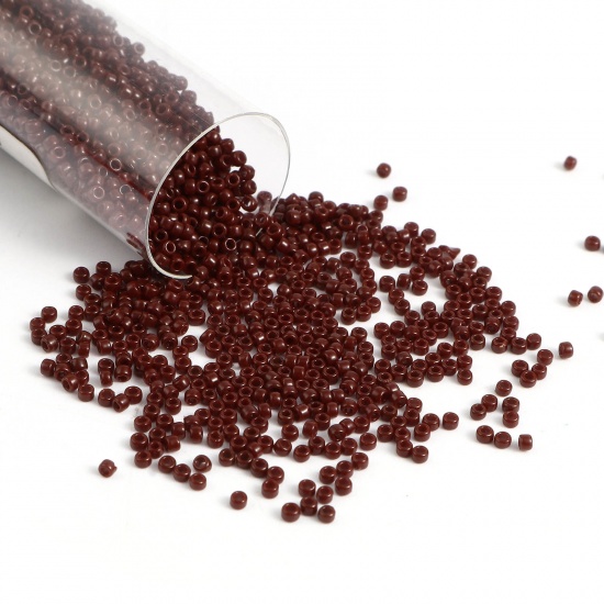 Picture of TOHO 15/0 46(Opaque) Glass Seed Seed Beads Round Dark Coffee About 1.5mm Dia., Hole: Approx 0.6mm, 1 Bottle