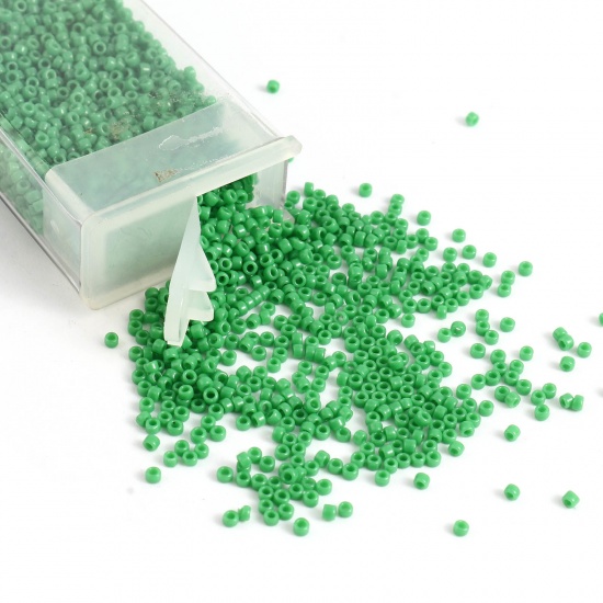 Picture of TOHO 15/0 47D(Opaque) Glass Seed Seed Beads Round Green About 1.5mm Dia., Hole: Approx 0.6mm, 1 Bottle