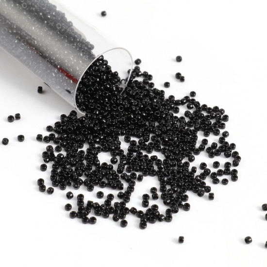 Picture of TOHO 15/0 49(Opaque) Glass Seed Seed Beads Round Black About 1.5mm Dia., Hole: Approx 0.6mm, 1 Bottle