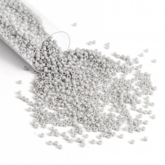 Picture of TOHO 15/0 53(Opaque) Glass Seed Seed Beads Round French Gray About 1.5mm Dia., Hole: Approx 0.6mm, 1 Bottle