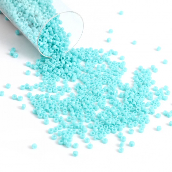 Picture of TOHO 15/0 55(Opaque) Glass Seed Seed Beads Round Cyan About 1.5mm Dia., Hole: Approx 0.6mm, 1 Bottle