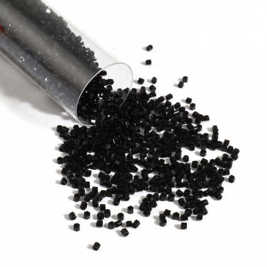 Picture of TOHO 15/0 H 49 Glass Seed Seed Beads Hexagon Black About 1.5mm x 1.5mm, Hole: Approx 0.6mm, 1 Bottle