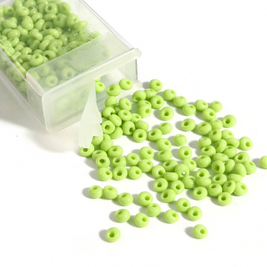 Immagine di Vetro Seme Perline Verde Chiaro Ovale 4mm x 3.5mm, Foro:Circa 1mm, 1 Bottiglia