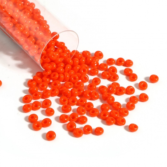 Immagine di Vetro Seme Perline Arancione Ovale 4mm x 3.5mm, Foro:Circa 1mm, 1 Bottiglia