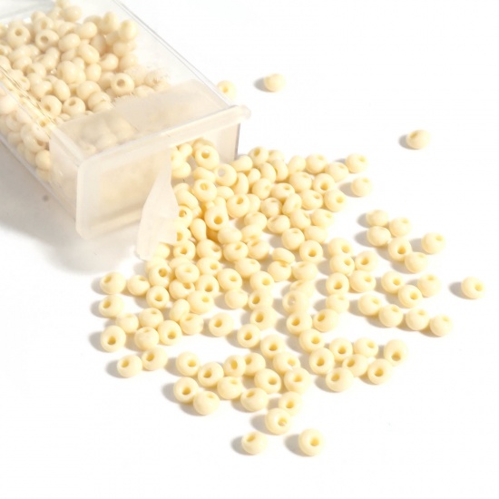 Immagine di Vetro Seme Perline Beige Ovale 4mm x 3.5mm, Foro:Circa 1mm, 1 Bottiglia